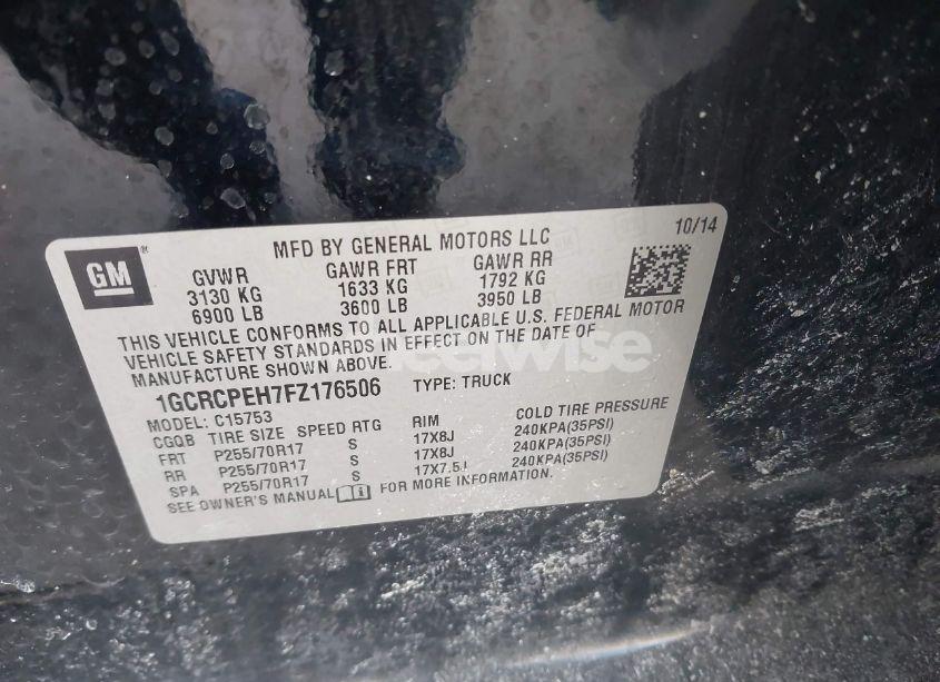 Photo 9 of 2015 Chevrolet Silverado 1500 WT (VIN 1GCRCPEH7FZ176506)