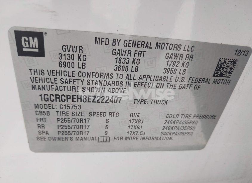 Photo 9 of 2014 Chevrolet Silverado 1500 WORK TRUCK 1WT (VIN 1GCRCPEH8EZ222407)