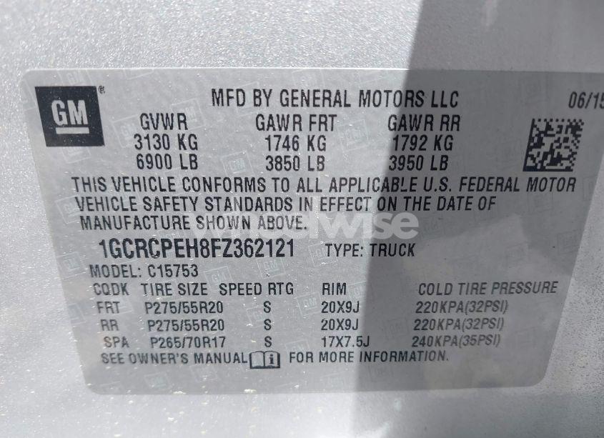 Photo 9 of 2015 Chevrolet Silverado 1500 LS (VIN 1GCRCPEH8FZ362121)