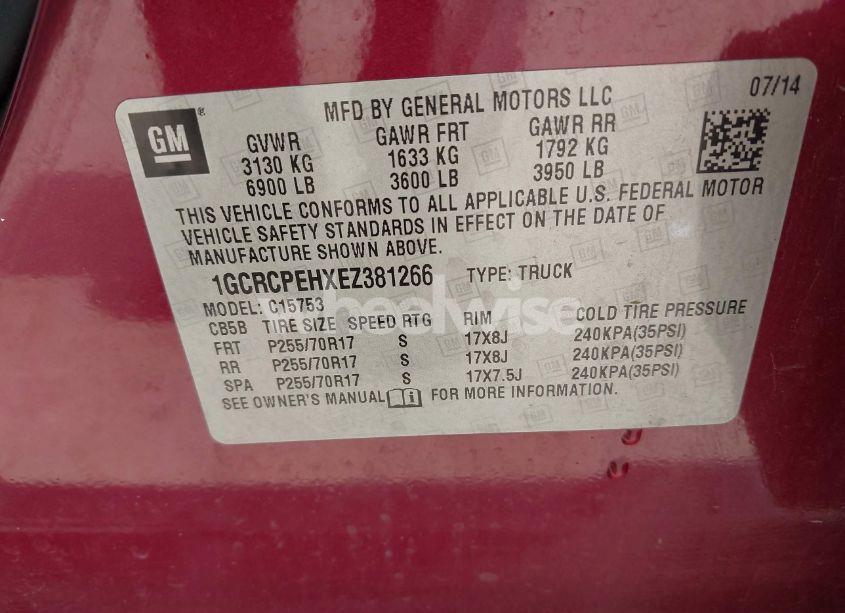 Photo 9 of 2014 Chevrolet Silverado 1500 WORK TRUCK 1WT (VIN 1GCRCPEHXEZ381266)