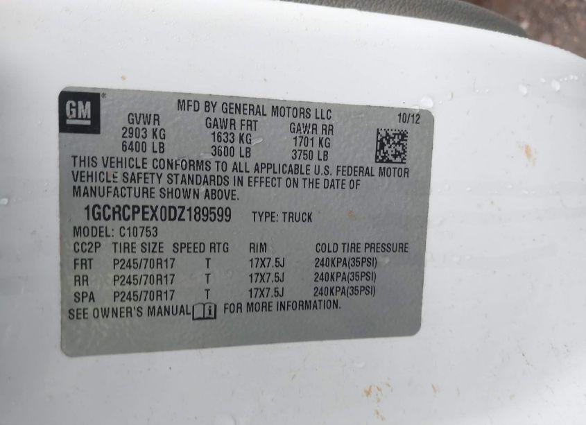 Photo 9 of 2013 Chevrolet Silverado 1500 WORK TRUCK (VIN 1GCRCPEX0DZ189599)