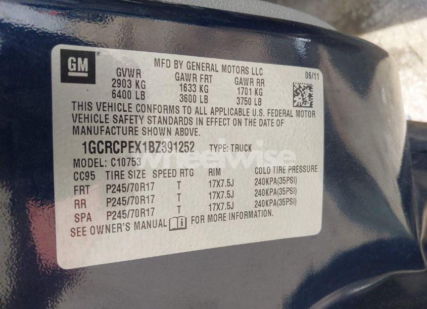 Photo 9 of 2011 Chevrolet Silverado 1500 WORK TRUCK (VIN 1GCRCPEX1BZ391252)