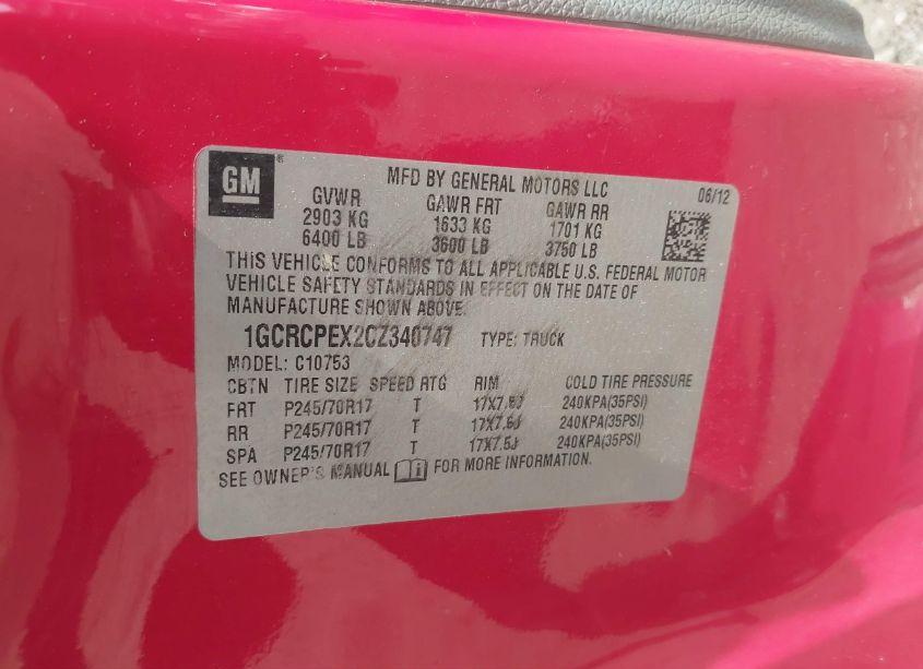 Photo 9 of 2012 Chevrolet Silverado 1500 WORK TRUCK (VIN 1GCRCPEX2CZ340747)