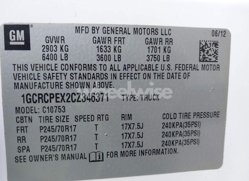 Photo 9 of 2012 Chevrolet Silverado 1500 WORK TRUCK (VIN 1GCRCPEX2CZ346371)