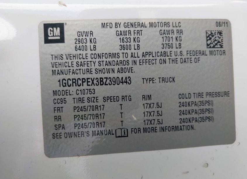 Photo 9 of 2011 Chevrolet Silverado 1500 WORK TRUCK (VIN 1GCRCPEX3BZ390443)