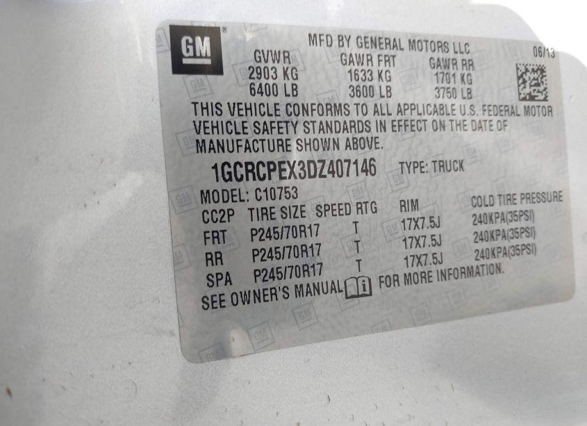 Photo 9 of 2013 Chevrolet Silverado 1500 WORK TRUCK (VIN 1GCRCPEX3DZ407146)