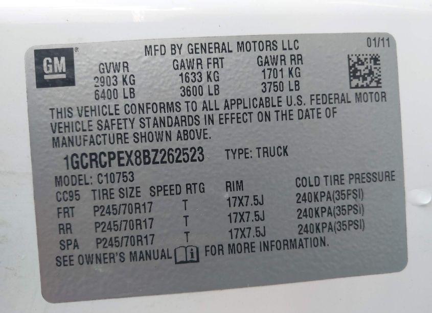 Photo 9 of 2011 Chevrolet Silverado 1500 WORK TRUCK (VIN 1GCRCPEX8BZ262523)