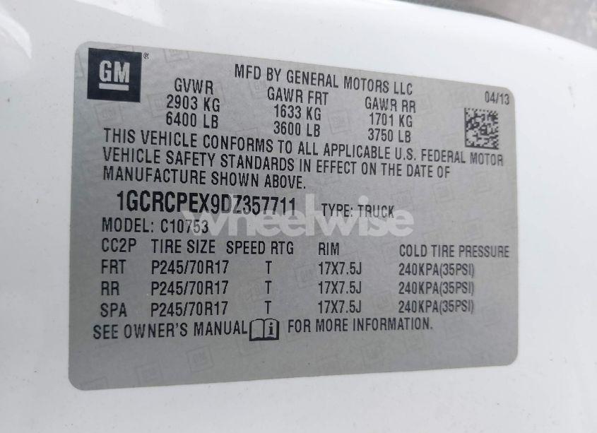 Photo 9 of 2013 Chevrolet Silverado 1500 WORK TRUCK (VIN 1GCRCPEX9DZ357711)