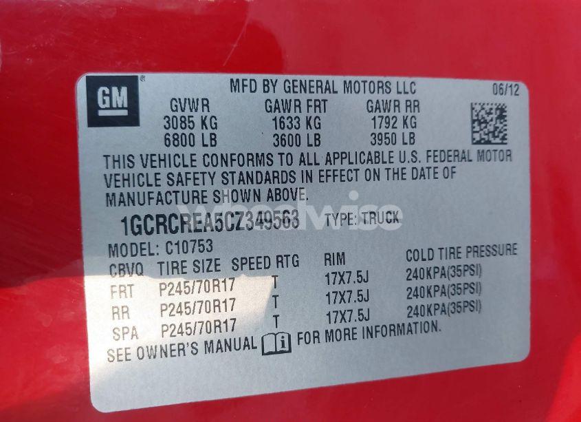 Photo 9 of 2012 Chevrolet Silverado 1500 LS (VIN 1GCRCREA5CZ349563)