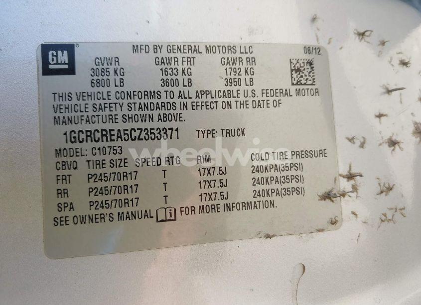 Photo 9 of 2012 Chevrolet Silverado 1500 LS (VIN 1GCRCREA5CZ353371)