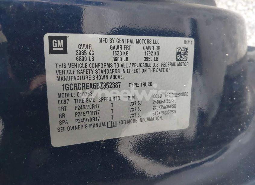 Photo 9 of 2011 Chevrolet Silverado 1500 LS (VIN 1GCRCREA6BZ352387)