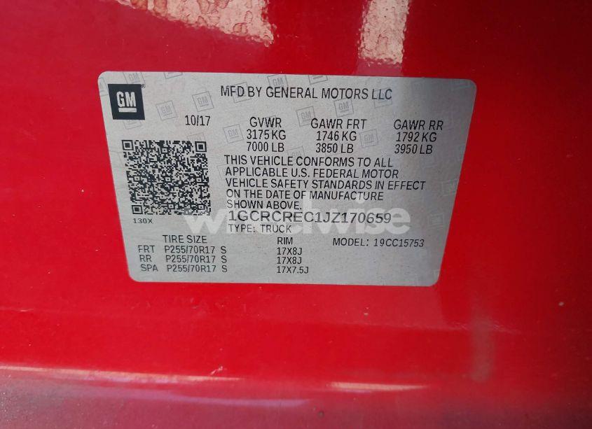 Photo 9 of 2018 Chevrolet Silverado 1500 1LT (VIN 1GCRCREC1JZ170659)