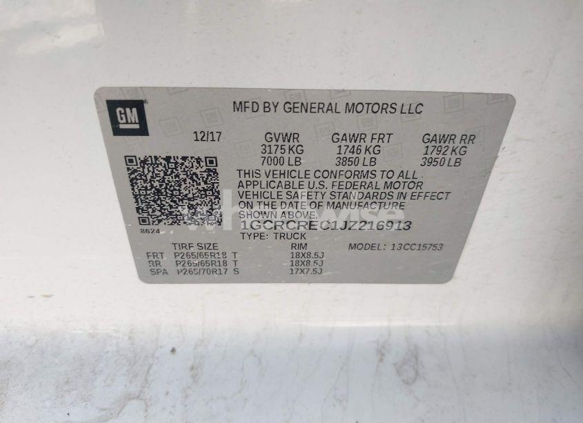 Photo 9 of 2018 Chevrolet Silverado 1500 1LT (VIN 1GCRCREC1JZ216913)