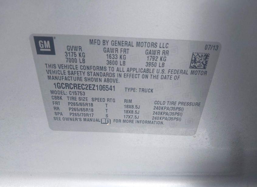 Photo 9 of 2014 Chevrolet Silverado 1500 1LT (VIN 1GCRCREC2EZ106541)