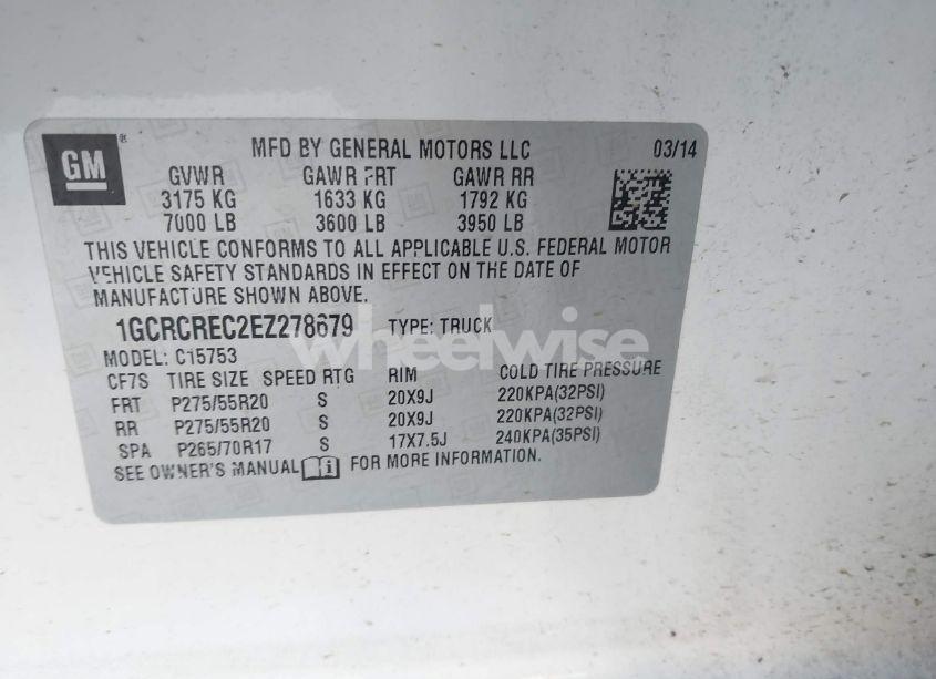 Photo 9 of 2014 Chevrolet Silverado 1500 1LT (VIN 1GCRCREC2EZ278679)