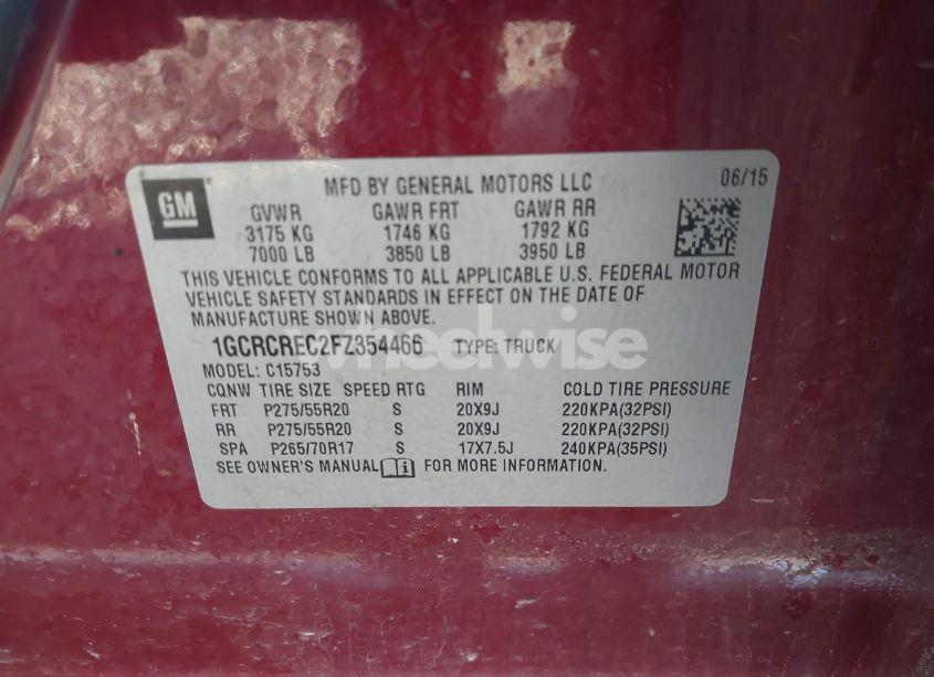 Photo 9 of 2015 Chevrolet Silverado 1500 1LT (VIN 1GCRCREC2FZ354466)