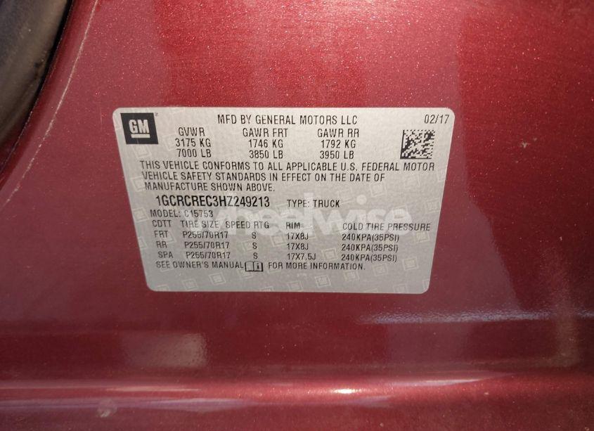 Photo 9 of 2017 Chevrolet Silverado 1500 1LT (VIN 1GCRCREC3HZ249213)