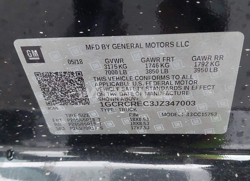 Photo 9 of 2018 Chevrolet Silverado 1500 1LT (VIN 1GCRCREC3JZ347003)