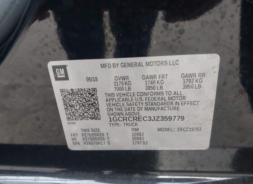 Photo 9 of 2018 Chevrolet Silverado 1500 1LT (VIN 1GCRCREC3JZ359779)