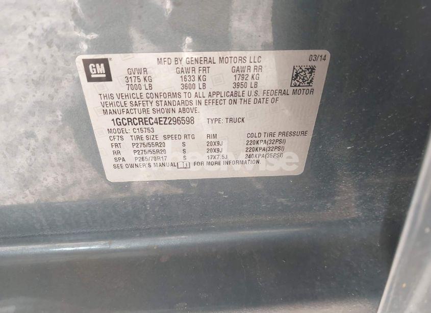 Photo 9 of 2014 Chevrolet Silverado 1500 1LT (VIN 1GCRCREC4EZ296598)