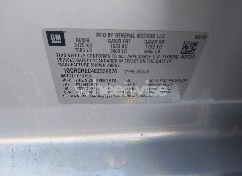 Photo 9 of 2014 Chevrolet Silverado 1500 1LT (VIN 1GCRCREC4EZ339076)