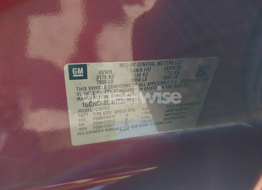 Photo 9 of 2017 Chevrolet Silverado 1500 1LT (VIN 1GCRCREC4HZ278543)