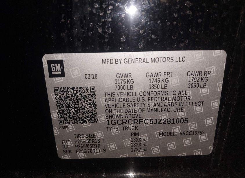 Photo 9 of 2018 Chevrolet Silverado 1500 1LT (VIN 1GCRCREC5JZ281005)