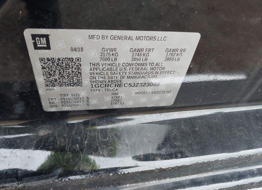 Photo 9 of 2018 Chevrolet Silverado 1500 1LT (VIN 1GCRCREC5JZ323088)