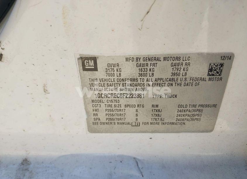 Photo 9 of 2015 Chevrolet Silverado 1500 1LT (VIN 1GCRCREC6FZ223881)