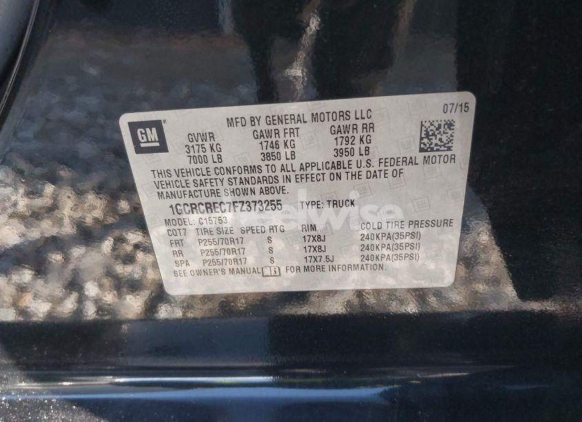 Photo 9 of 2015 Chevrolet Silverado 1500 1LT (VIN 1GCRCREC7FZ373255)