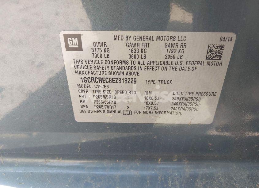 Photo 9 of 2014 Chevrolet Silverado 1500 1LT (VIN 1GCRCREC8EZ318229)