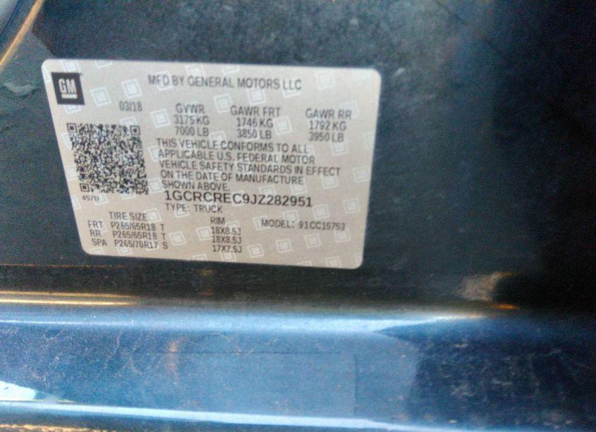 Photo 9 of 2018 Chevrolet Silverado 1500 1LT (VIN 1GCRCREC9JZ282951)