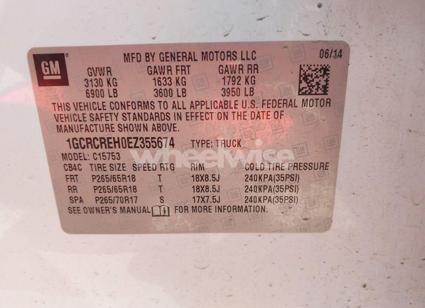 Photo 9 of 2014 Chevrolet Silverado 1500 1LT (VIN 1GCRCREH0EZ355674)