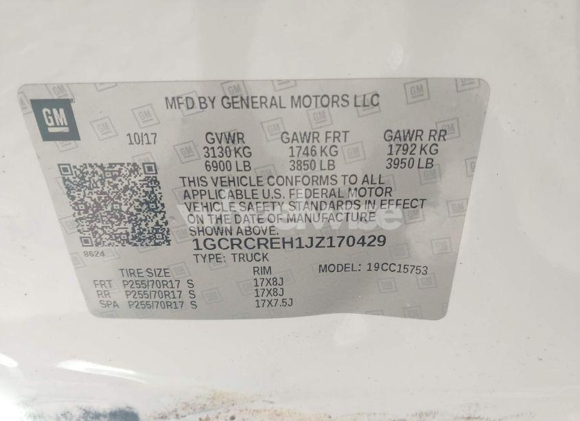 Photo 9 of 2018 Chevrolet Silverado 1500 1LT (VIN 1GCRCREH1JZ170429)