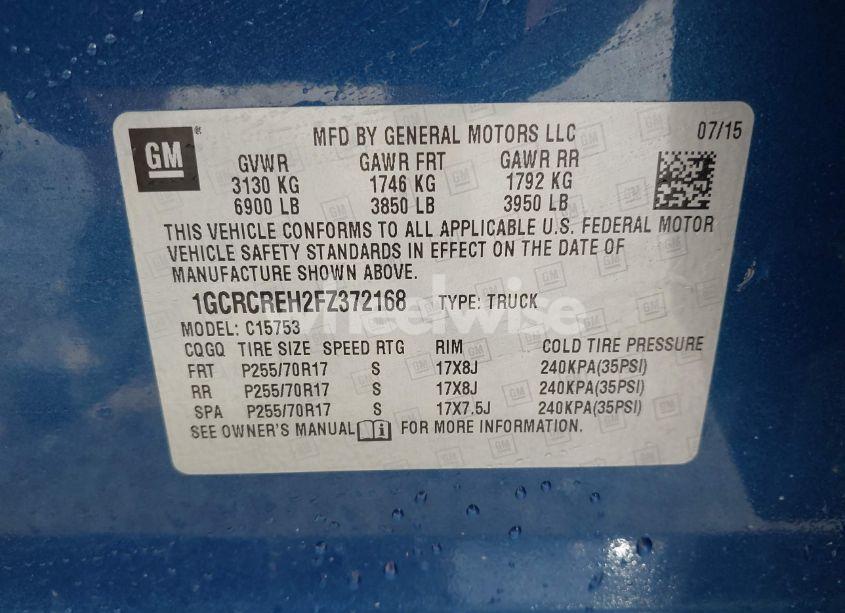 Photo 9 of 2015 Chevrolet Silverado 1500 1LT (VIN 1GCRCREH2FZ372168)