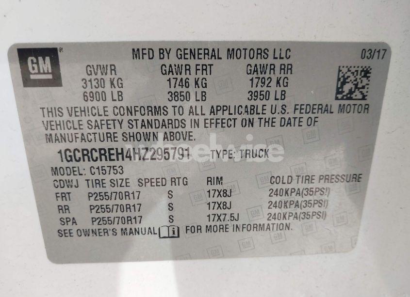 Photo 9 of 2017 Chevrolet Silverado 1500 1LT (VIN 1GCRCREH4HZ295791)