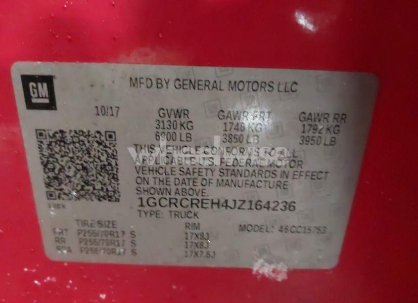 Photo 9 of 2018 Chevrolet Silverado 1500 1LT (VIN 1GCRCREH4JZ164236)