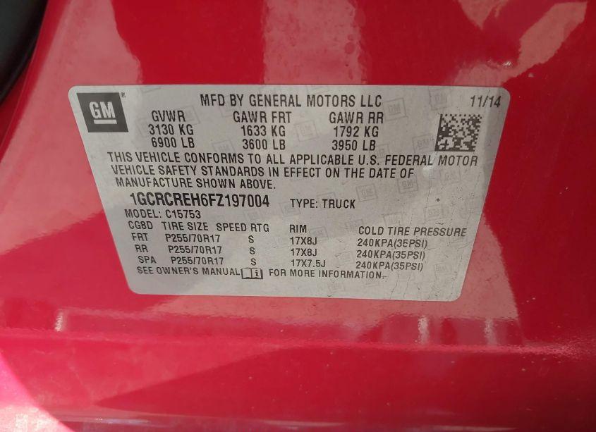 Photo 9 of 2015 Chevrolet Silverado 1500 1LT (VIN 1GCRCREH6FZ197004)