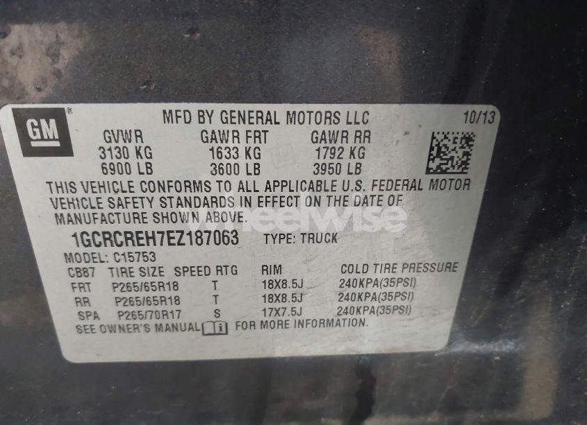 Photo 9 of 2014 Chevrolet Silverado 1500 2LT (VIN 1GCRCREH7EZ187063)