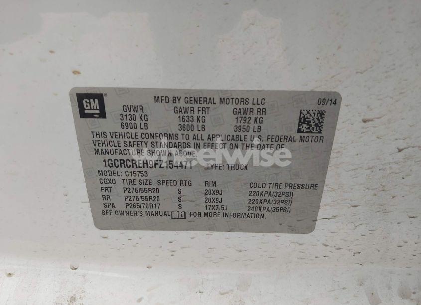 Photo 9 of 2015 Chevrolet Silverado 1500 1LT (VIN 1GCRCREH9FZ154471)