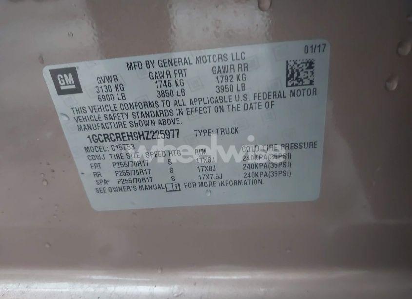 Photo 9 of 2017 Chevrolet Silverado 1500 1LT (VIN 1GCRCREH9HZ225977)