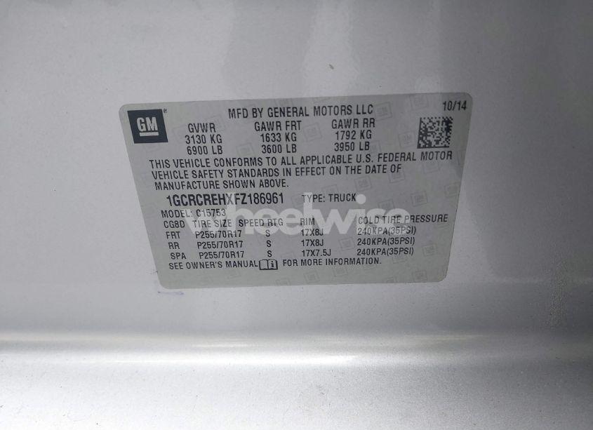 Photo 9 of 2015 Chevrolet Silverado 1500 1LT (VIN 1GCRCREHXFZ186961)