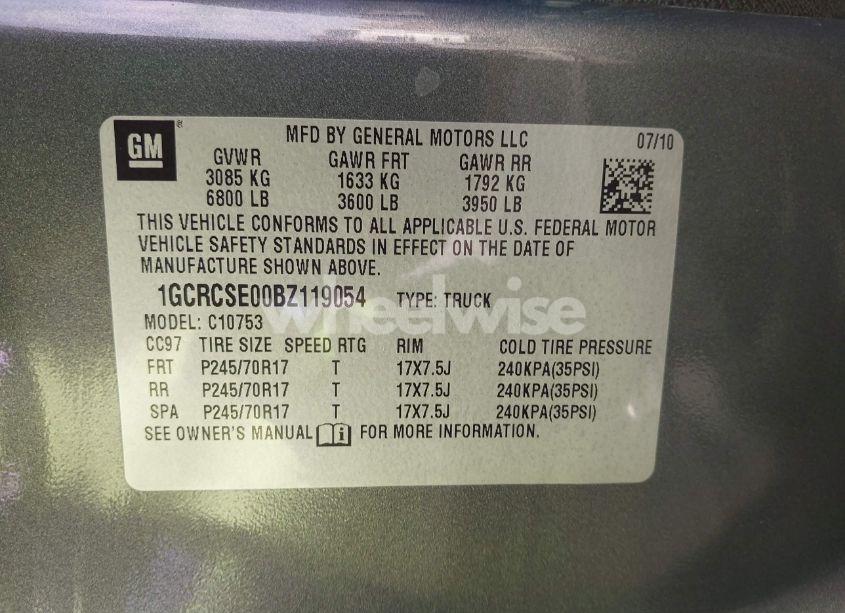 Photo 9 of 2011 Chevrolet Silverado 1500 LT (VIN 1GCRCSE00BZ119054)