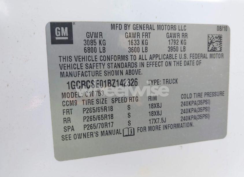 Photo 9 of 2011 Chevrolet Silverado 1500 LT (VIN 1GCRCSE01BZ142326)