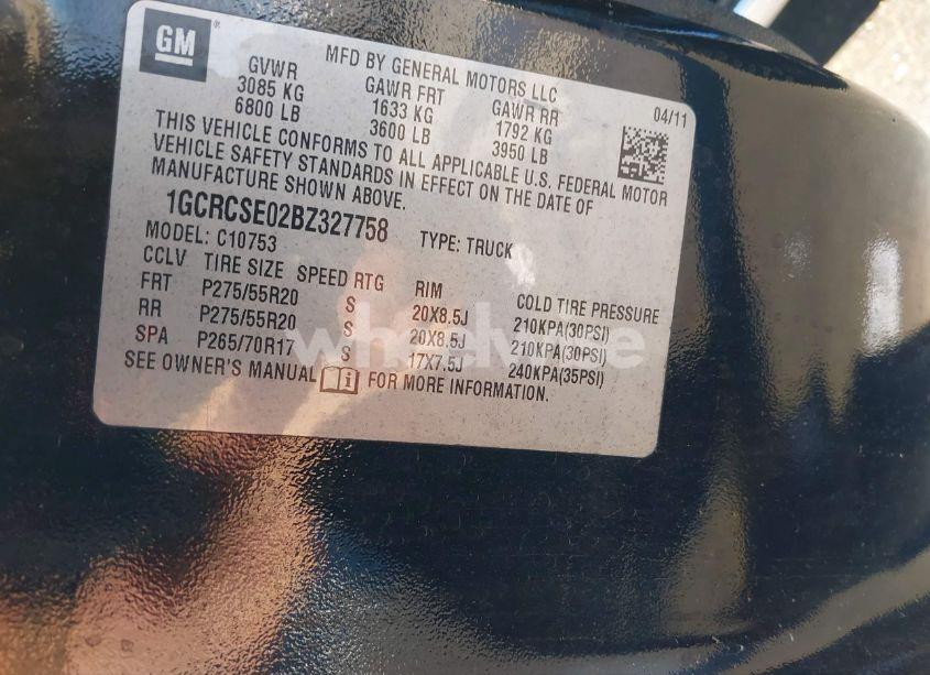 Photo 9 of 2011 Chevrolet Silverado 1500 LT (VIN 1GCRCSE02BZ327758)