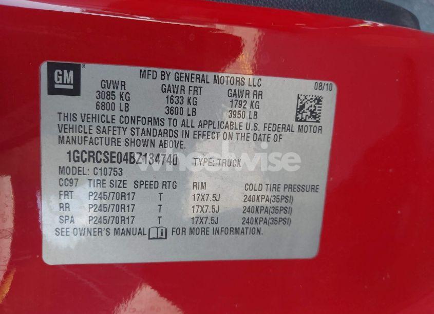 Photo 9 of 2011 Chevrolet Silverado 1500 LT (VIN 1GCRCSE04BZ134740)