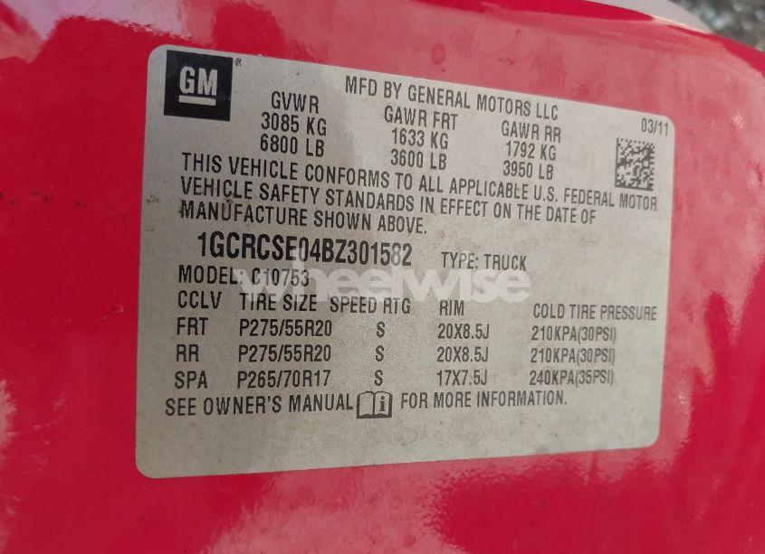 Photo 9 of 2011 Chevrolet Silverado 1500 LT (VIN 1GCRCSE04BZ301582)