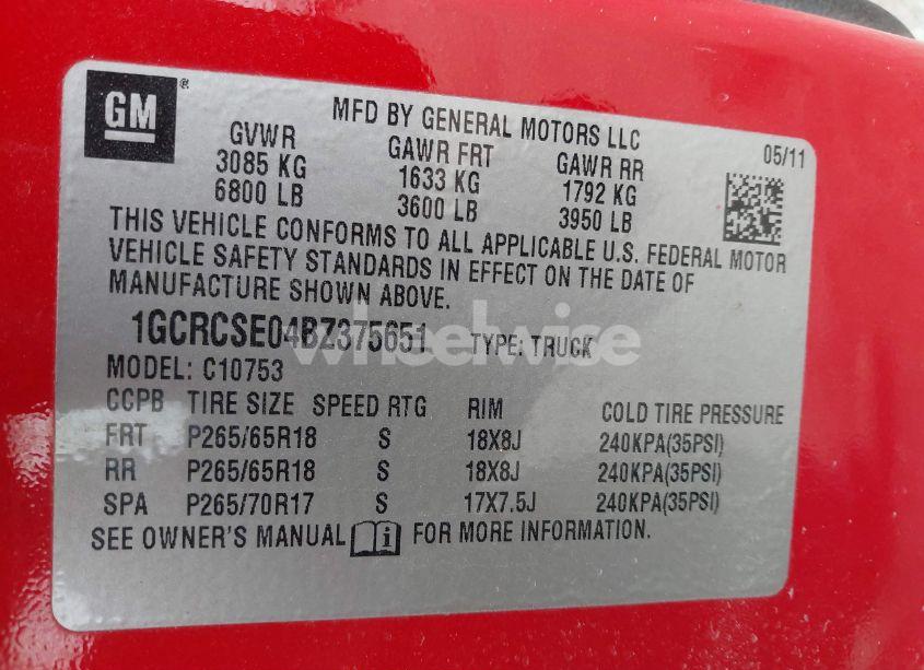 Photo 9 of 2011 Chevrolet Silverado 1500 LT (VIN 1GCRCSE04BZ375651)