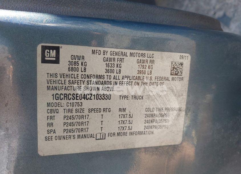 Photo 9 of 2012 Chevrolet Silverado 1500 LT (VIN 1GCRCSE04CZ103330)