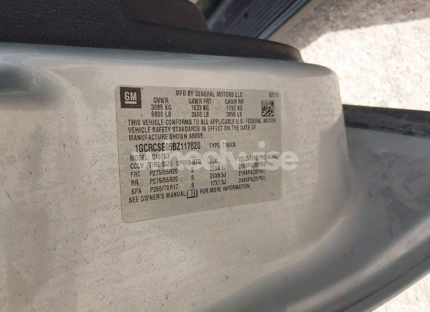 Photo 9 of 2011 Chevrolet Silverado 1500 LT (VIN 1GCRCSE05BZ117820)